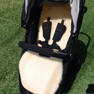 Babylove Ezyfold sheepskin stroller liner cream colour